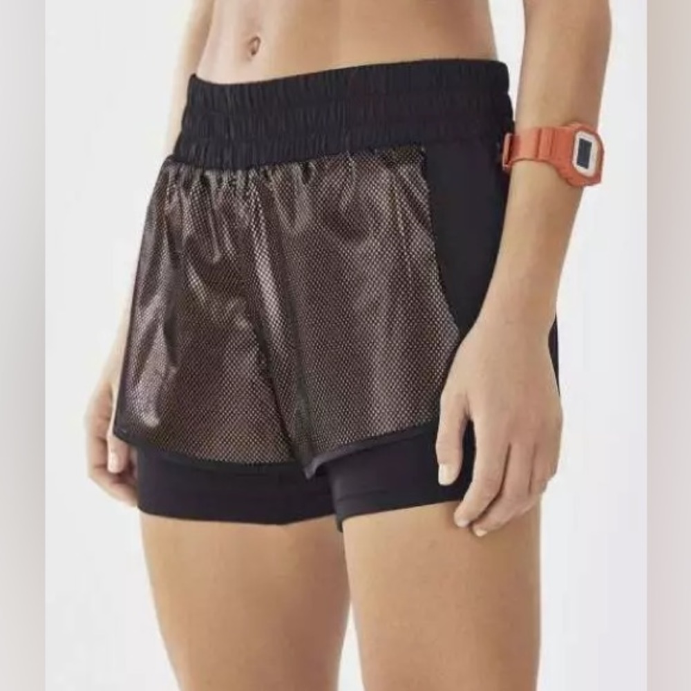 Fabletics x Demi Levato High-Rise Lita Rose Gold Mesh Shorts